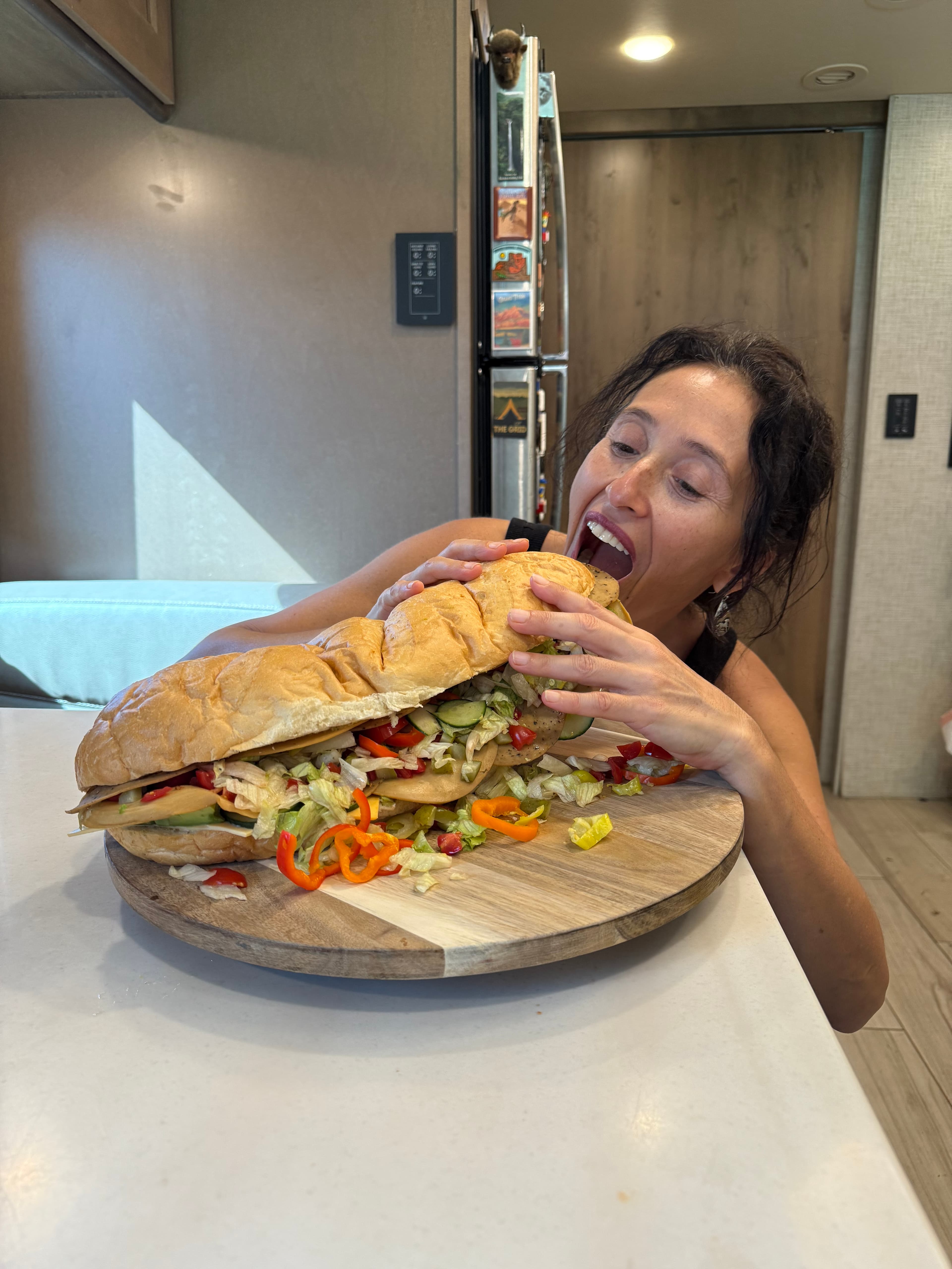 Sahel enjoying a plant-based meal